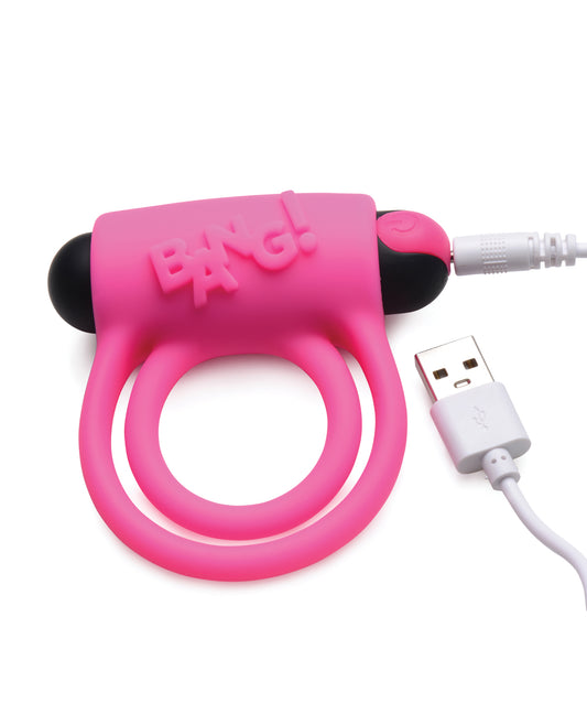 Bang! Bang! Vibrating Cock Ring &amp; Bullet w/Remote Control - Pink - Image 2