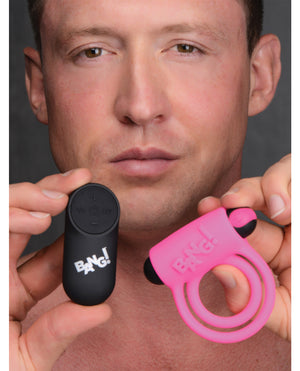Bang! Bang! Vibrating Cock Ring &amp; Bullet w/Remote Control - Pink - Image 5