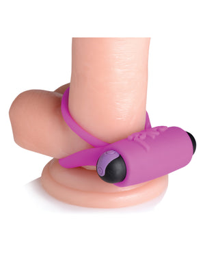 Bang! Bang! Vibrating Cock Ring &amp; Bullet w/Remote Control - Purple - Image 3