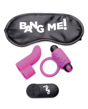 Bang! Bang! Couple's Kit with RC Bullet, Blindfold, Cock Ring &amp; Finger Vibe - Purple - Image 3