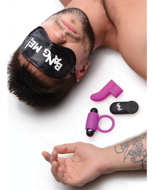 Bang! Bang! Couple's Kit with RC Bullet, Blindfold, Cock Ring &amp; Finger Vibe - Purple - Image 4
