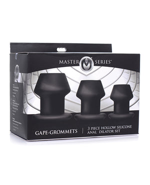 Master Series Master Series Gape-Grommets 3 pc Hollow Silicone Anal Dilator Set - Black - Image 2