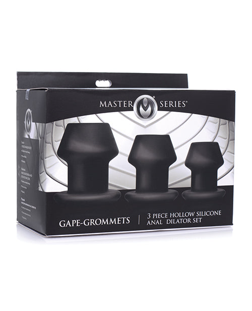 Master Series Master Series Gape-Grommets 3 pc Hollow Silicone Anal Dilator Set - Black - Image 2
