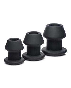 Master Series Master Series Gape-Grommets 3 pc Hollow Silicone Anal Dilator Set - Black - Image 3