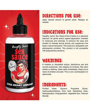 Naughty Jane's Naughty Jane's Sex Sauce Extra Creamy Lubricant - 8 oz - Image 5