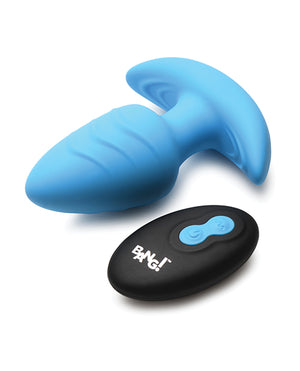 Bang! Bang! Rotating &amp; Vibrating Tapered Butt Plug w/Remote - Blue - Image 4