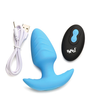 Bang! Bang! Rotating &amp; Vibrating Tapered Butt Plug w/Remote - Blue - Image 5