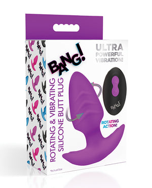 Bang! Bang! Rotating &amp; Vibrating Tapered Butt Plug w/Remote - Purple