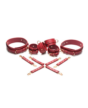 Master Series Master Series Crimson Captive Thigh, Wrist, Ankle Hog Tie Restraints - Red - Image 2
