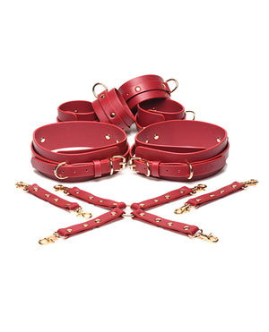 Master Series Master Series Crimson Captive Thigh, Wrist, Ankle Hog Tie Restraints - Red - Image 3