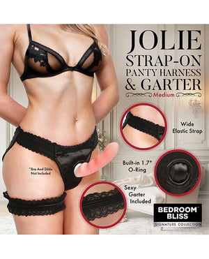 Bedroom Bliss Jolie Strap-On Panty Harness & Garter - Medium - Image 5