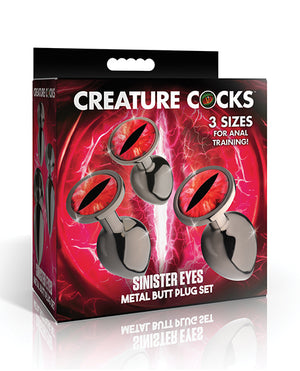 Creature Cocks Creature Cocks - Sinister Eyes Red Eye Metal Butt Plug Set