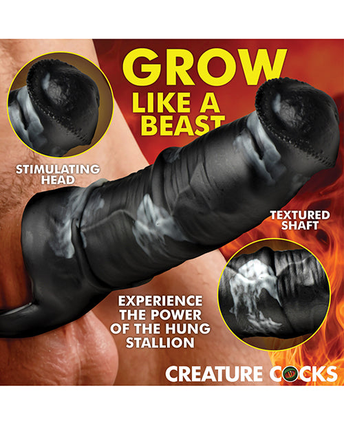 Creature Cocks Creature Cocks Stallion 1.5" Silicone Penis Extension - Black/Silver - Extra Large - Image 2