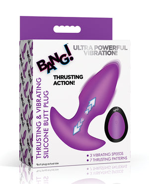 Bang! Bang! Thrusting &amp; Vibrating Butt Plug - Purple