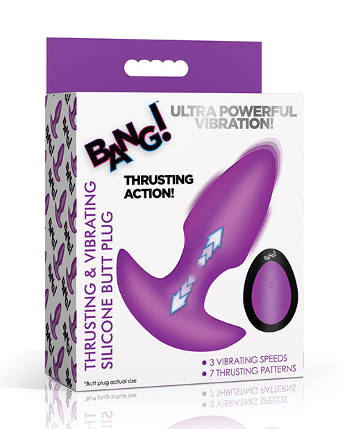Bang! Bang! Thrusting &amp; Vibrating Butt Plug - Purple