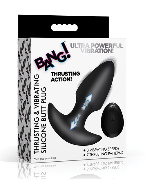 Bang! Bang! Thrusting &amp; Vibrating Butt Plug - Black
