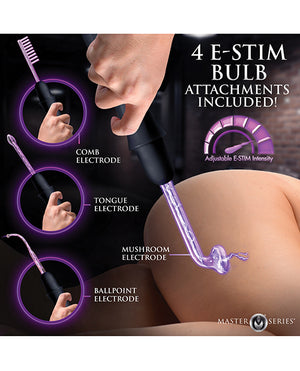 Master Series Elektrawand Rechargeable Violet Wand w/Attachments - Black - Image 5