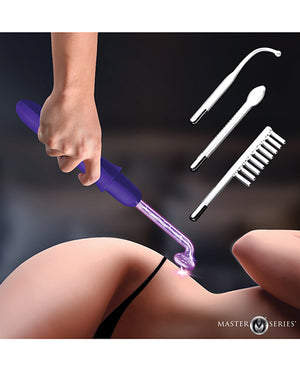 Master Series Elektrawand Rechargeable Violet Wand w/Attachments - Purple - Image 4