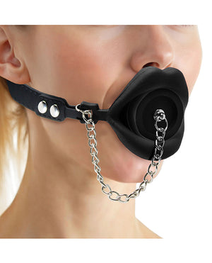 Master Series Plugged Silicone Feeding Gag - Black