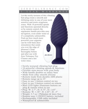 Zero Tolerance Zero Tolerance Wicked Twister Anal Rechargeable - Purple - Image 3