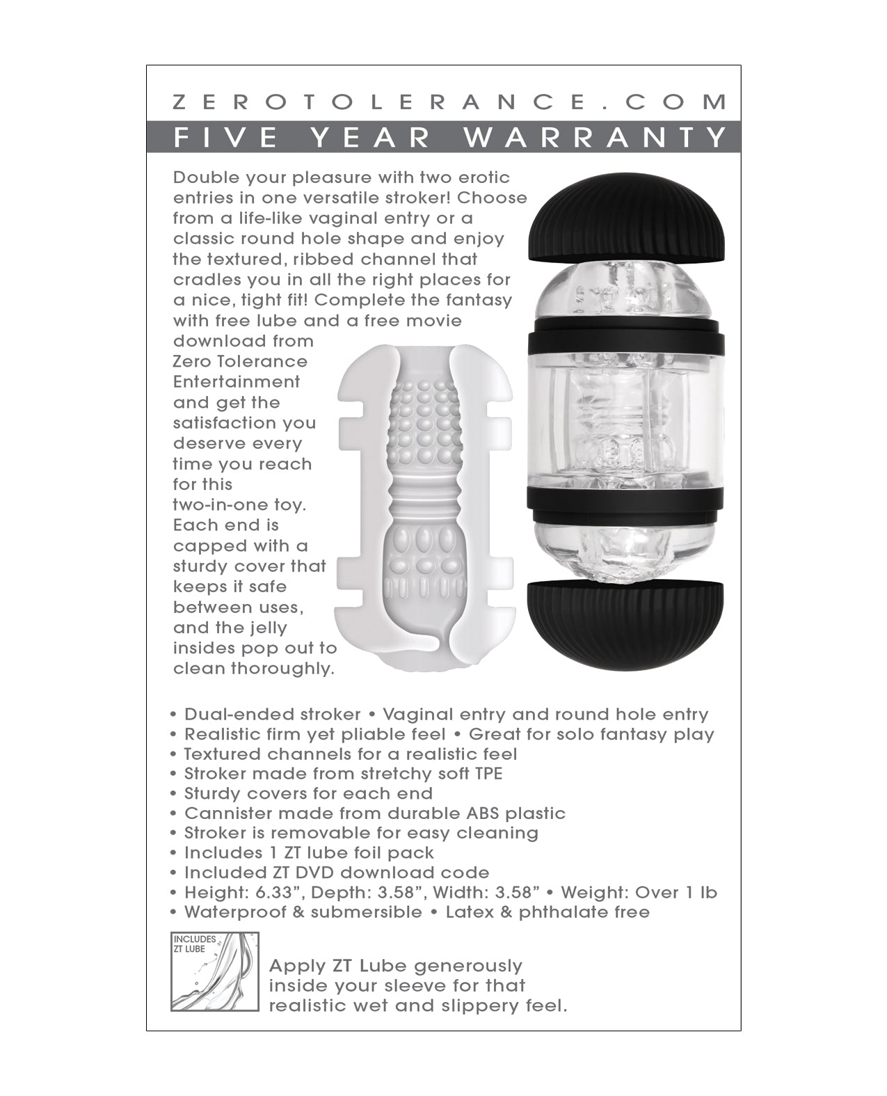 Zero Tolerance Zero Tolerance Double Decker Stroker - Black/Clear