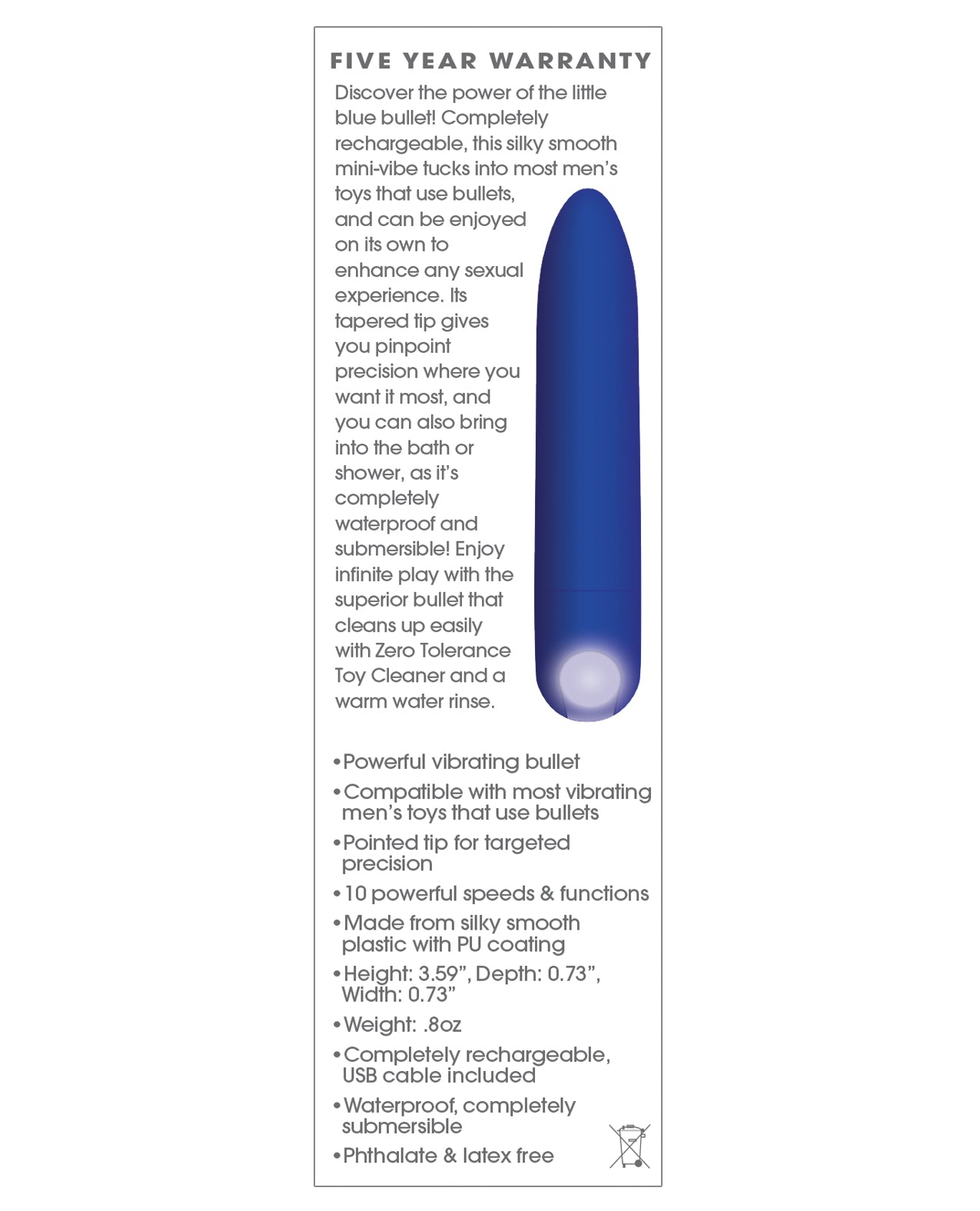 Zero Tolerance Zero Tolerance All Mighty Rechargeable Bullet - Blue