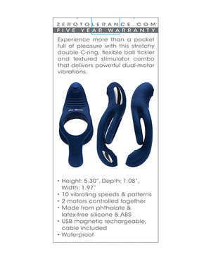 Zero Tolerance Zero Tolerance Ring Around the Rosy Cock &amp; Ball Vibrator - Blue - Image 5