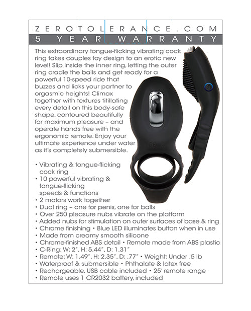 Zero Tolerance Zero Tolerance Mr. Flicker Vibrating Cock Ring - Black - Image 2